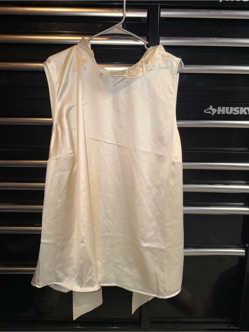torrid Cream Satin High neck blouse with bow